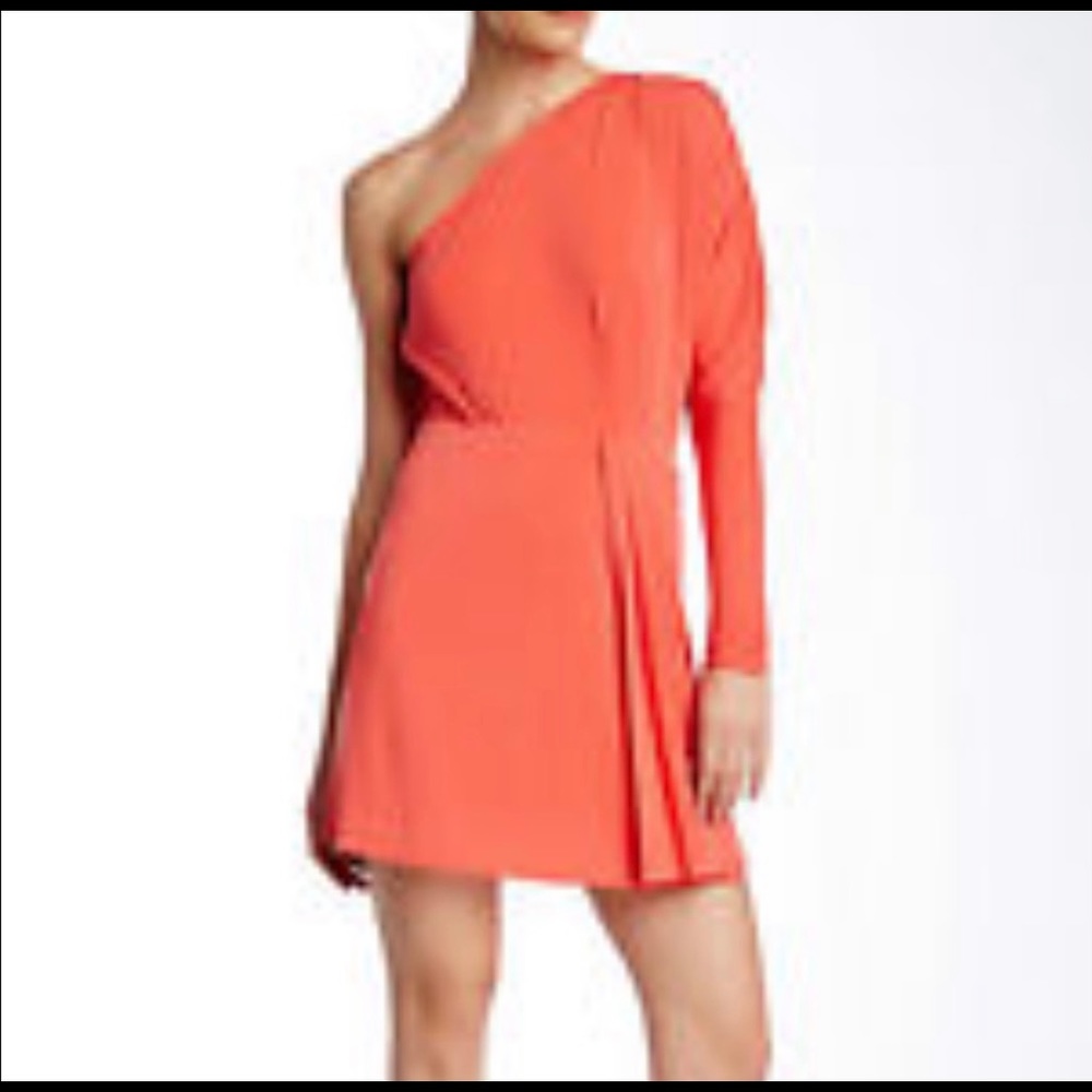 Rachel Zoe one sleeved faux wrap dress